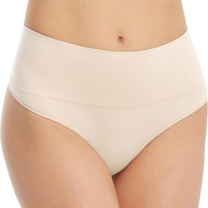 Spanx Everyday Shaping Thong - Core Control Shapewear Underwear - Invisible Under Clothes - Seamless Design - Soft Nude - Medium